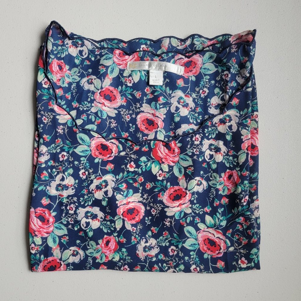 Elle Women's Tank Top Blue floral/Size Large